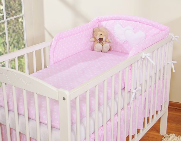 Bedding set 2-pcs- Hanging Hearts white dots on pink - Image 8