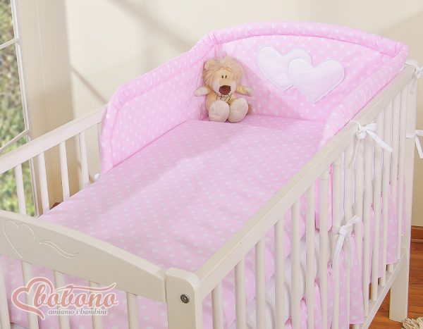 Bedding set 2-pcs- Hanging Hearts white dots on pink - Image 10