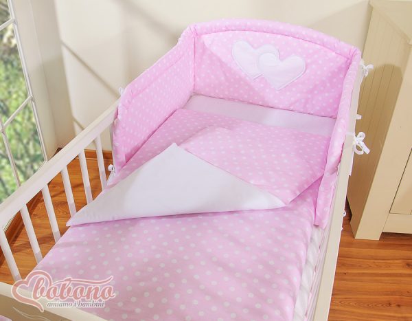 Bedding set 2-pcs- Hanging Hearts white dots on pink - Image 12