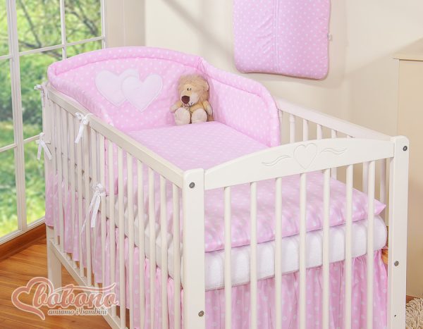 Bedding set 2-pcs- Hanging Hearts white dots on pink - Image 13