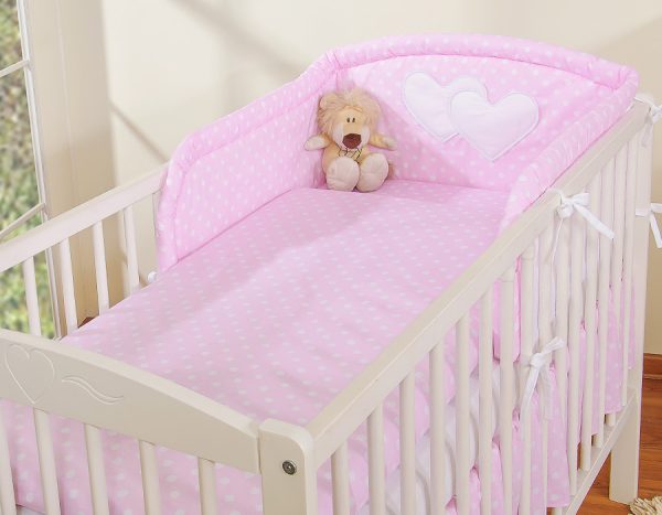 Bedding set 2-pcs- Hanging Hearts white dots on pink - Image 15