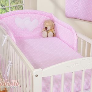 Bedding set 2-pcs- Hanging Hearts white dots on pink