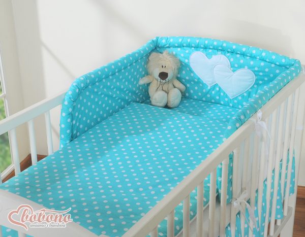 Bedding set 2-pcs- Hanging Hearts white dots on turquoise - Image 12