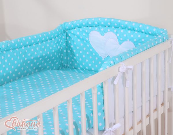 Bedding set 2-pcs- Hanging Hearts white dots on turquoise - Image 16