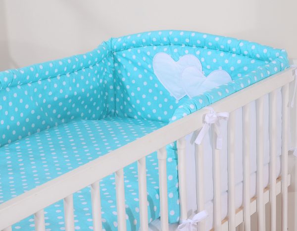 Bedding set 2-pcs- Hanging Hearts white dots on turquoise - Image 17
