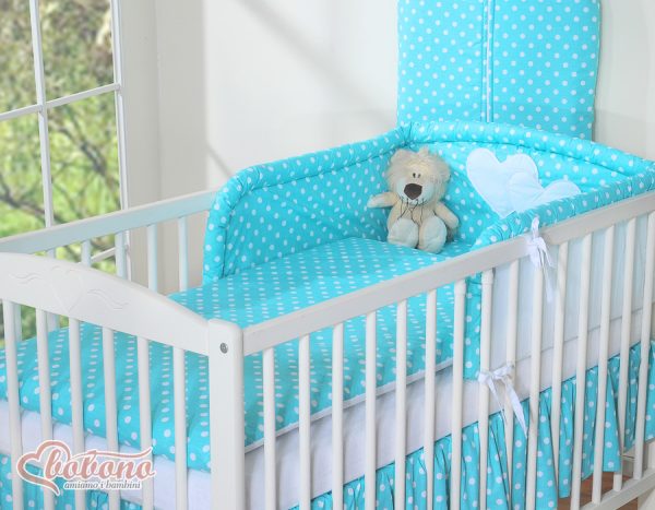 Bedding set 2-pcs- Hanging Hearts white dots on turquoise - Image 6