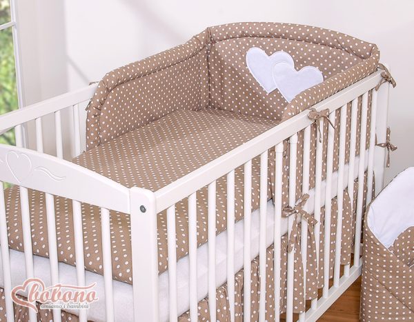 Bedding set 2-pcs Hanging Hearts white dots on brown - Image 2