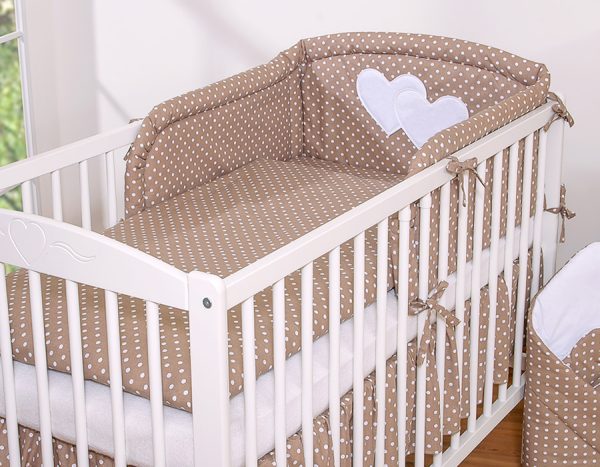 Bedding set 2-pcs Hanging Hearts white dots on brown - Image 3