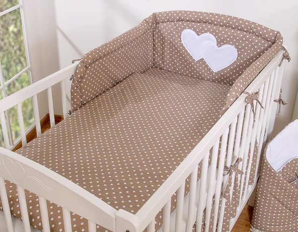 Bedding set 2-pcs Hanging Hearts white dots on brown - Image 5
