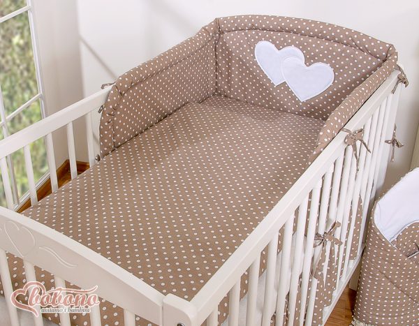 Bedding set 2-pcs Hanging Hearts white dots on brown - Image 8