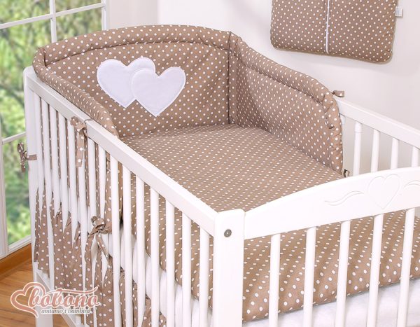 Bedding set 2-pcs Hanging Hearts white dots on brown - Image 9