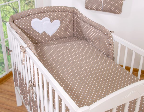 Bedding set 2-pcs Hanging Hearts white dots on brown - Image 11