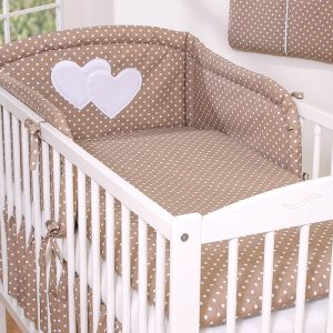 Bedding set 2-pcs Hanging Hearts white dots on brown
