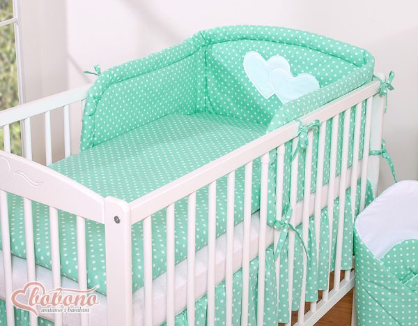 Bedding set 2-pcs- Hanging Hearts mint dots - Image 5