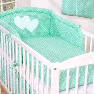 Bedding set 2-pcs- Hanging Hearts mint dots
