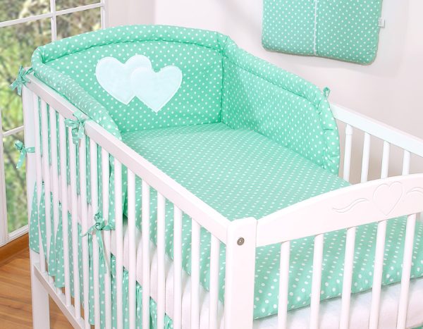 Bedding set 2-pcs- Hanging Hearts mint dots