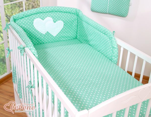Bedding set 2-pcs- Hanging Hearts mint dots - Image 9