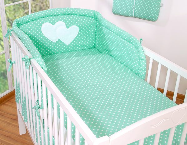 Bedding set 2-pcs- Hanging Hearts mint dots - Image 10