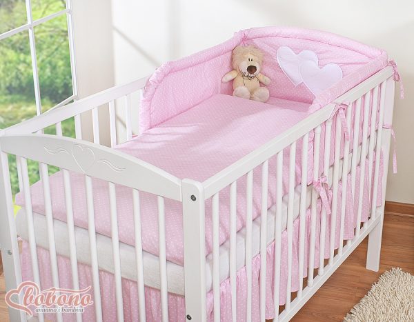 Bedding set 2-pcs- Hanging Hearts white polka dots on pink - Image 2