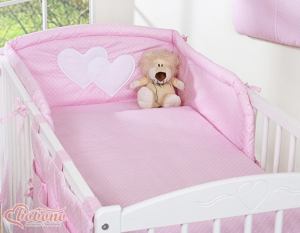 Bedding set 2-pcs- Hanging Hearts white polka dots on pink - Image 3