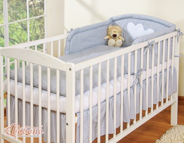 Bedding set 2-pcs- Hanging Hearts white polka dots on grey - Image 4