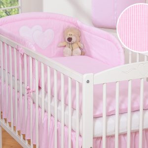 Bedding set 2-pcs- Hanging Hearts pink strips