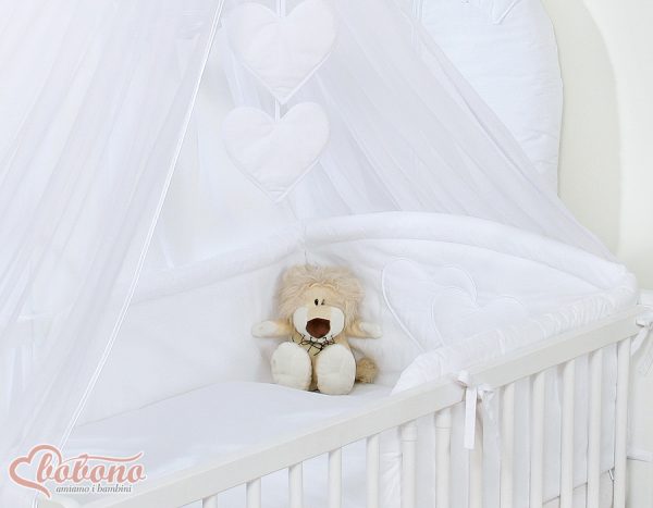 Bedding set 5-pcs with mosquito-net- Hanging Hearts white - Image 2