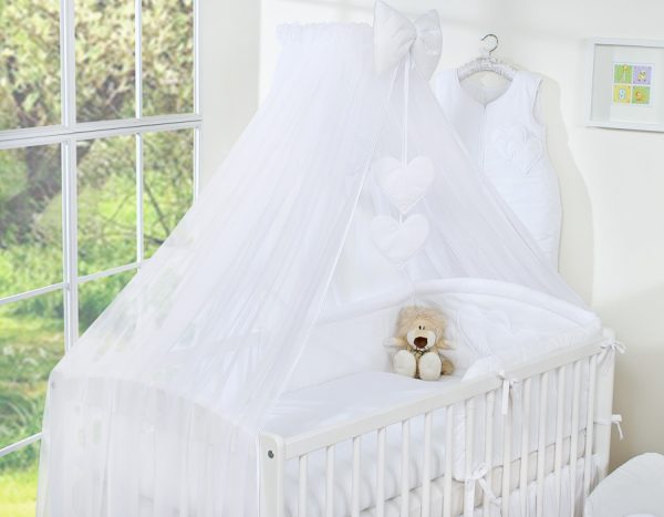 Bedding set 5-pcs with mosquito-net- Hanging Hearts white - Image 5