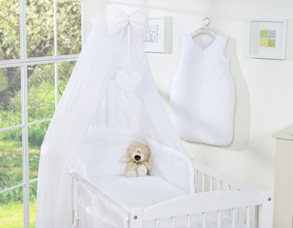 Bedding set 5-pcs with mosquito-net- Hanging Hearts white - Image 7