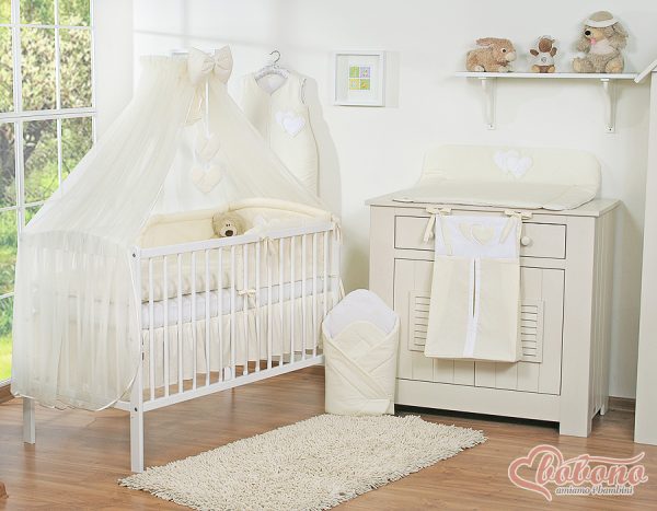 Bedding set 5-pcs with mosquito-net- Hanging Hearts cream - Image 2