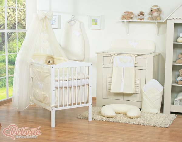 Bedding set 5-pcs with mosquito-net- Hanging Hearts cream - Image 3