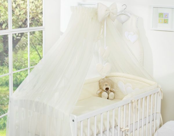 Bedding set 5-pcs with mosquito-net- Hanging Hearts cream - Image 5