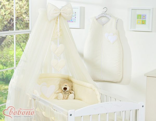 Bedding set 5-pcs with mosquito-net- Hanging Hearts cream - Image 7