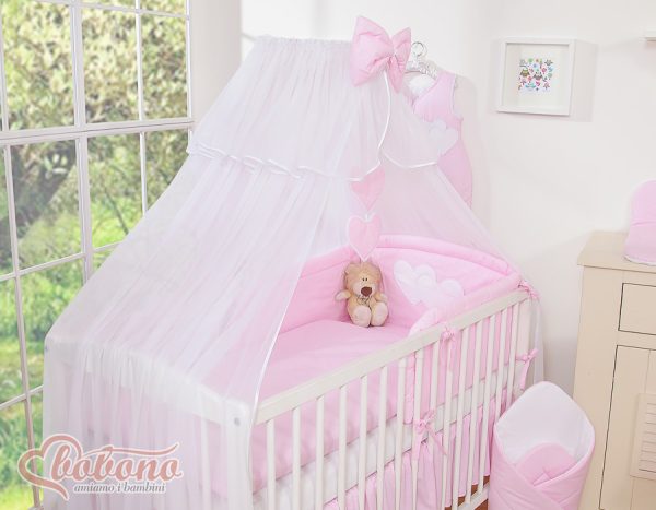 Bedding set 5-pcs with mosquito-net- Hanging Hearts pink strips - Image 18