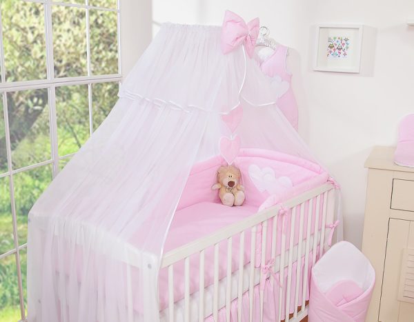 Bedding set 5-pcs with mosquito-net- Hanging Hearts pink strips - Image 19