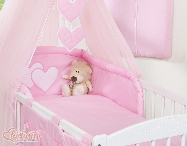 Bedding set 5-pcs with mosquito-net- Hanging Hearts pink - Image 5