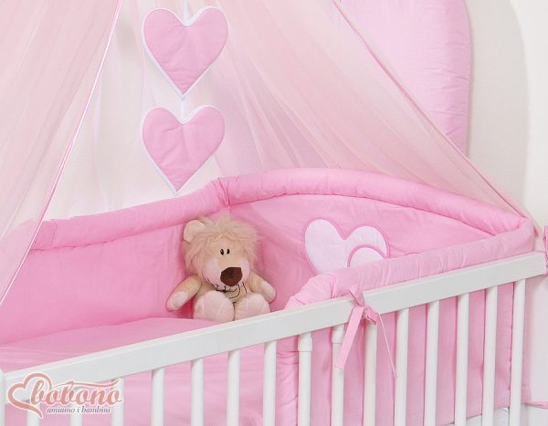 Bedding set 5-pcs with mosquito-net- Hanging Hearts pink - Image 7