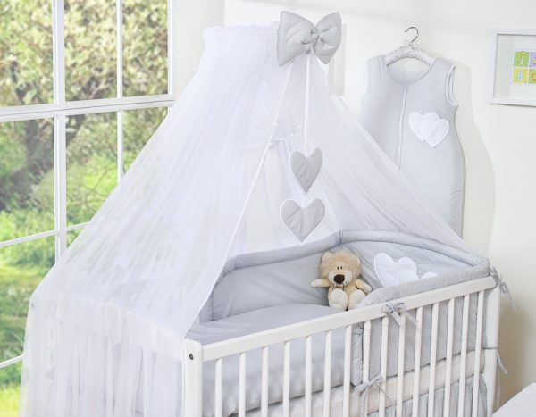 Bedding set 5-pcs with mosquito-net- Hanging Hearts grey - Image 10