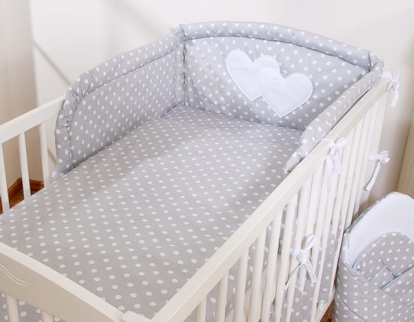 Bedding set 2-pcs- Hanging Hearts white dots on grey - Image 5