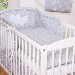 Bedding set 2-pcs- Hanging Hearts white dots on grey
