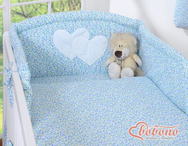 Bedding set 2-pcs- Hanging Hearts little blue flowers - Image 2