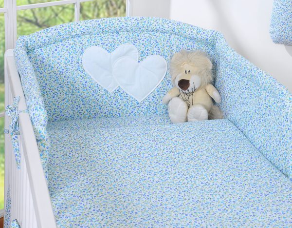 Bedding set 2-pcs- Hanging Hearts little blue flowers - Image 3