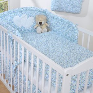 Bedding set 2-pcs- Hanging Hearts little blue flowers