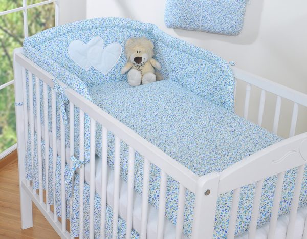 Bedding set 2-pcs- Hanging Hearts little blue flowers