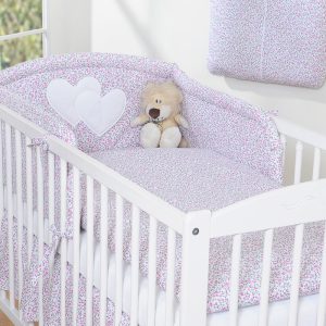 Bedding set 2-pcs- Hanging Hearts little pink flowers