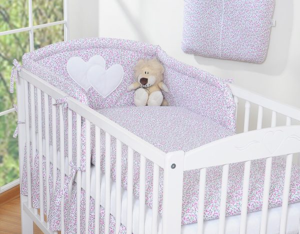 Bedding set 2-pcs- Hanging Hearts little pink flowers