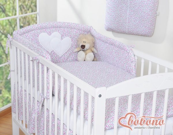 Bedding set 2-pcs- Hanging Hearts little pink flowers - Image 2