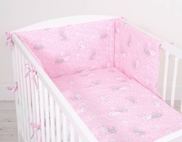 Baby cotton bedding set 2-pcs 135x100 - pink rabbits - Image 3