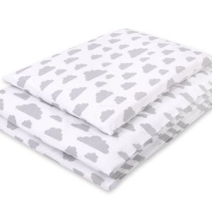 Baby cotton bedding set 2-pcs 120x90 cm- clouds gray