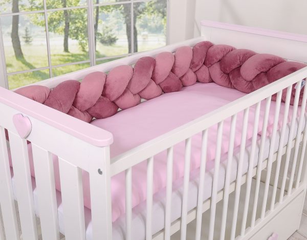 Knot bumper minky 180cm - pastel pink - Image 3
